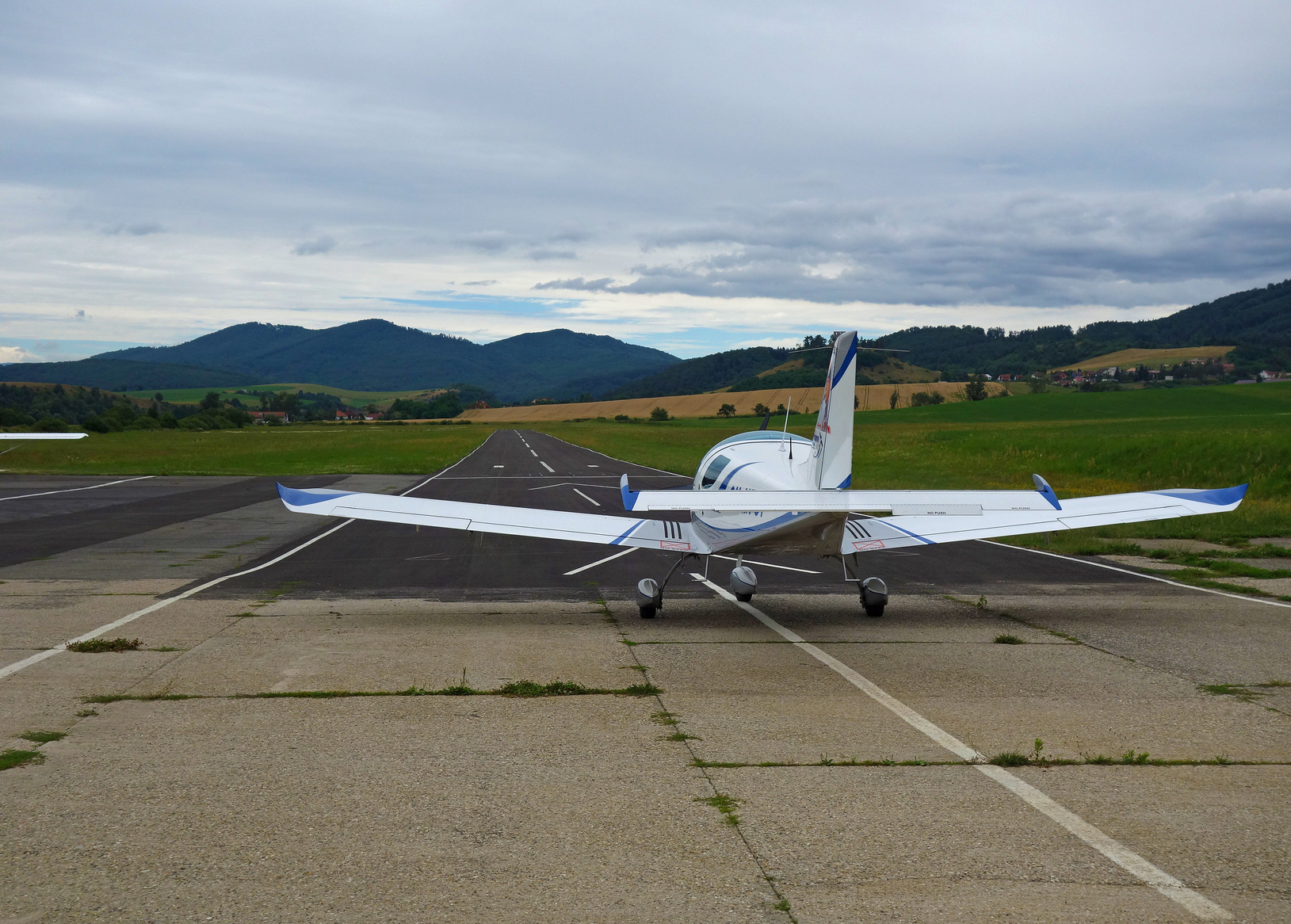 small sport aircraft ready for the start of in the aerodrome